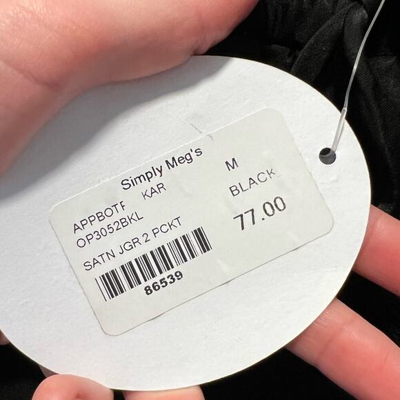 NWT Karlie Black Satin Jogger Pants - Picture 7 of 8